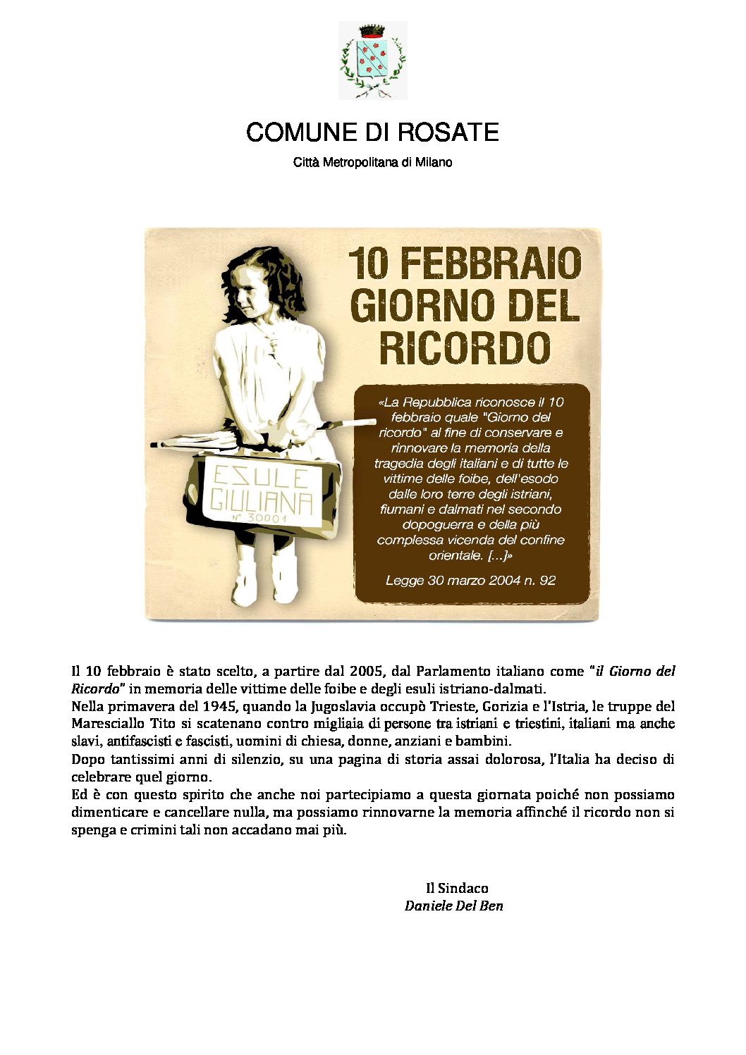 Giorno del Ricordo – 10 febbraio
