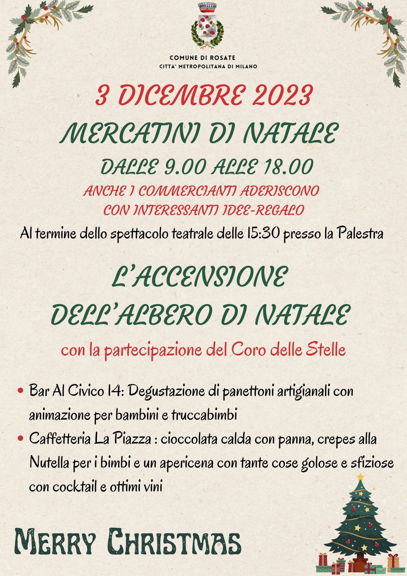 Mercatini -Accensione dell’Albero di Natale