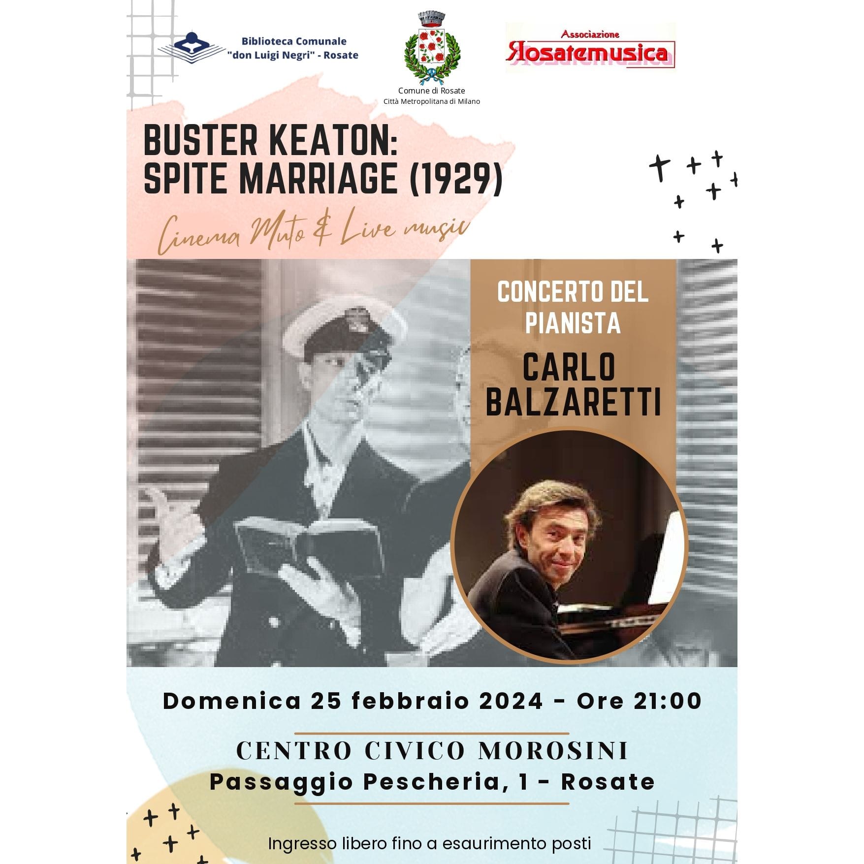 BUSTER KEATION: SPITE MARRIAGE (1929) – Cinema Muto & Live Music con il pianista Carlo Balzaretti