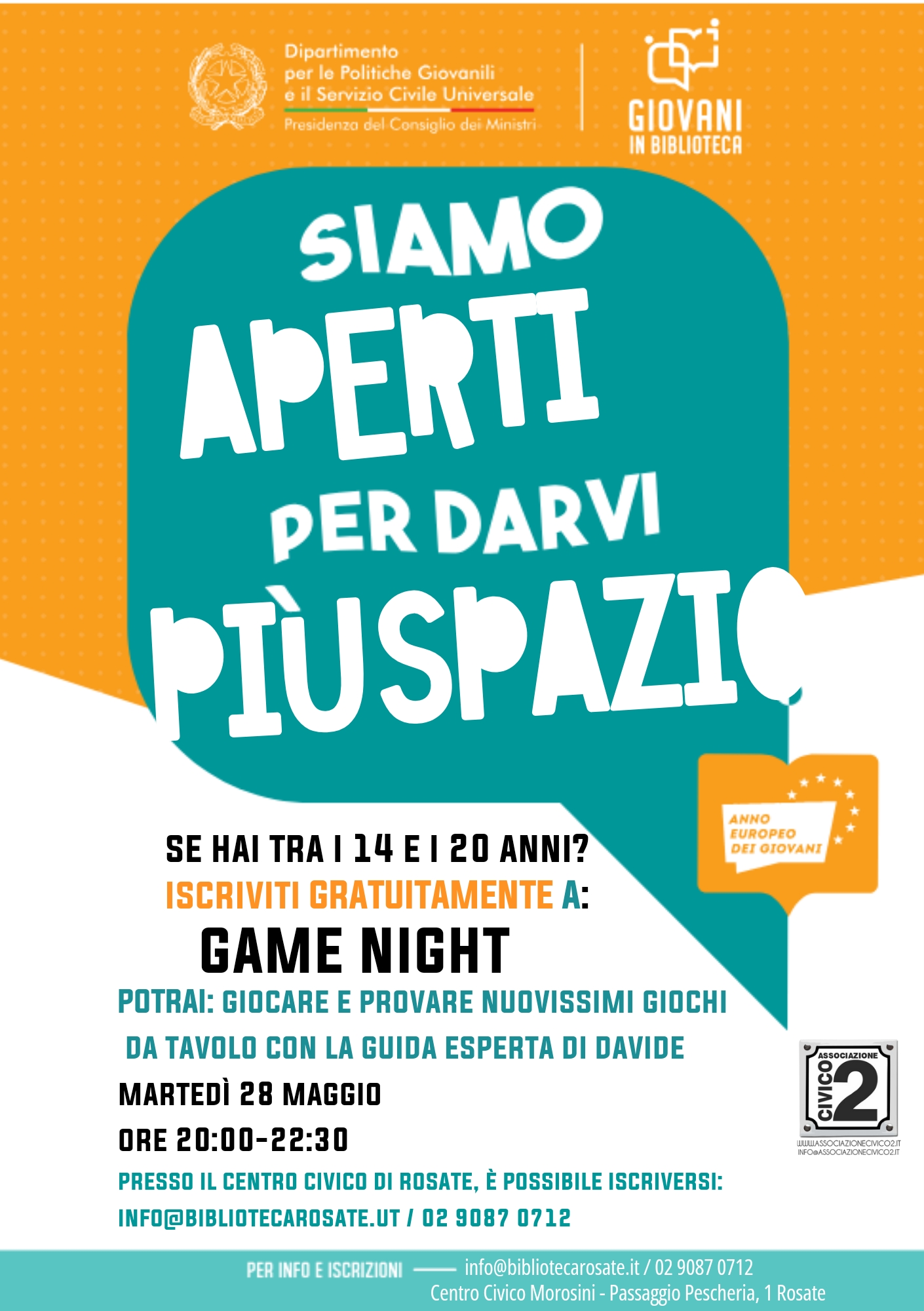 Game night – martedì 28 maggio 2024