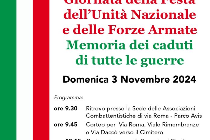 Giornata della Festa dell’Unità Nazionale e delle Forze Armate Memoria dei caduti di tutte le guerre